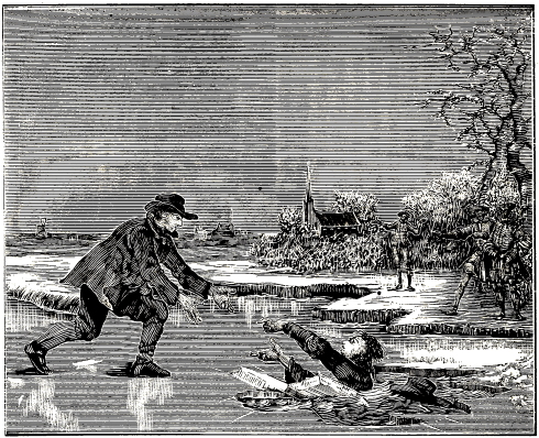 Dirk Willems reaches back to rescue his pursuer from the ice